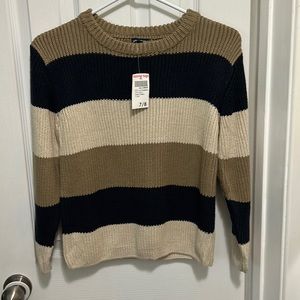 Woodland Brand - Boys Striped Sweater SZ 7-8, Acrylic/Cotton Blend, NWT